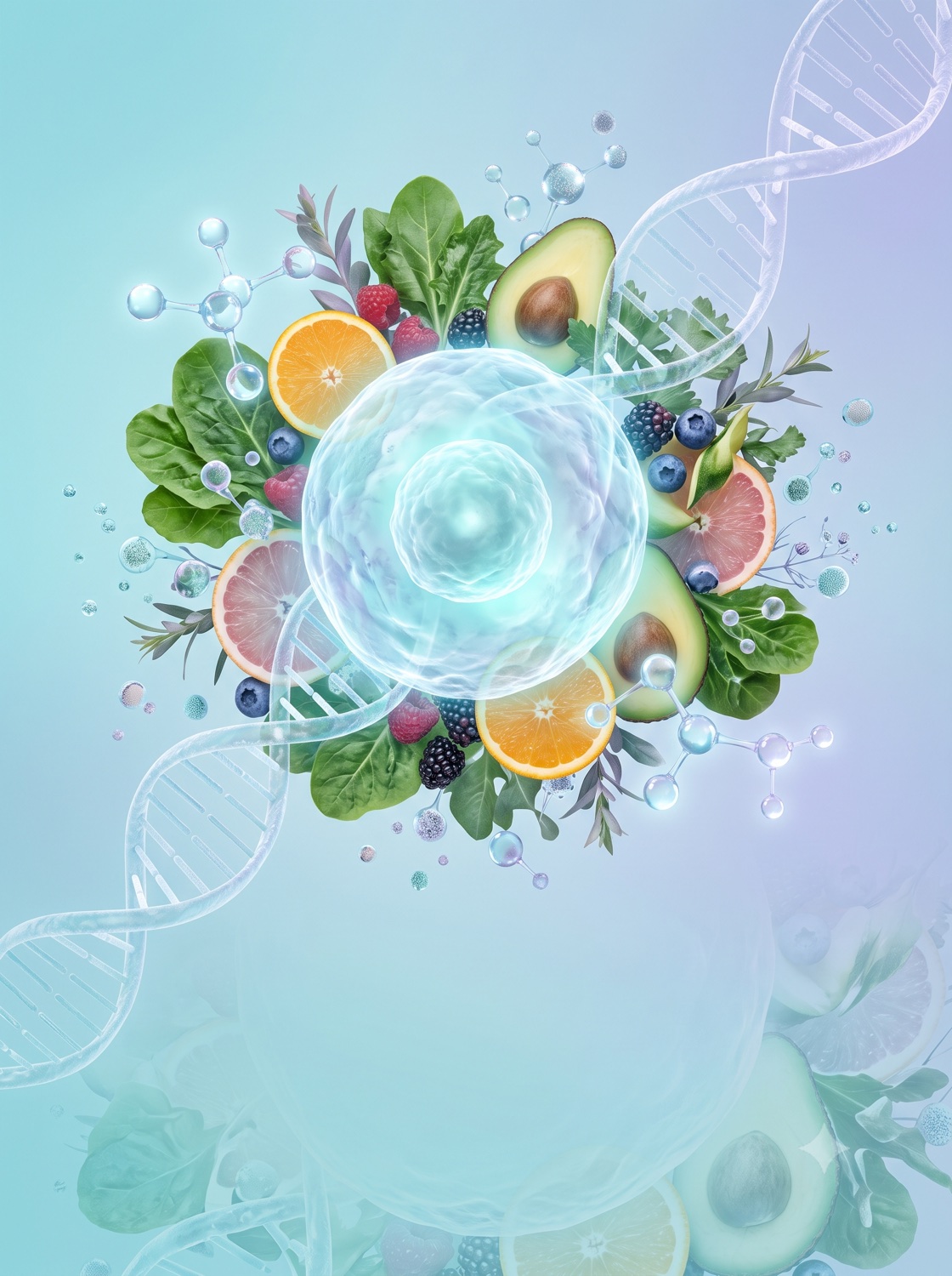 Representación visual de vitaminas y bienestar celular